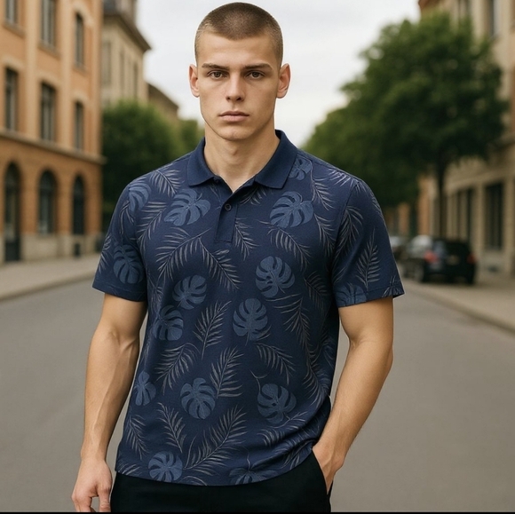 *NWT* Steel & Jelly Navy Tropical Polo Size XL - Picture 1 of 5